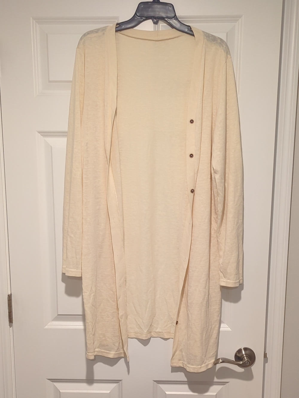 Light Beige Open-Front Long Cardigan - 2XL